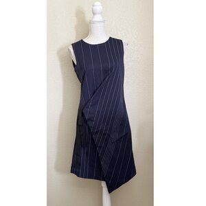 Marisfrolg.SU Sleeveless Navy Pinstripe Asymmetric Shift Dress 38 (US 8)